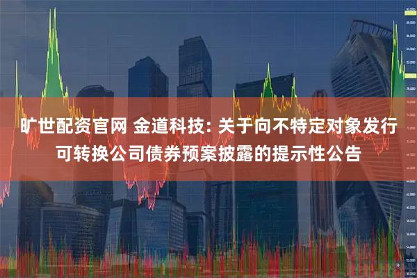 旷世配资官网 金道科技: 关于向不特定对象发行可转换公司债券预案披露的提示性公告
